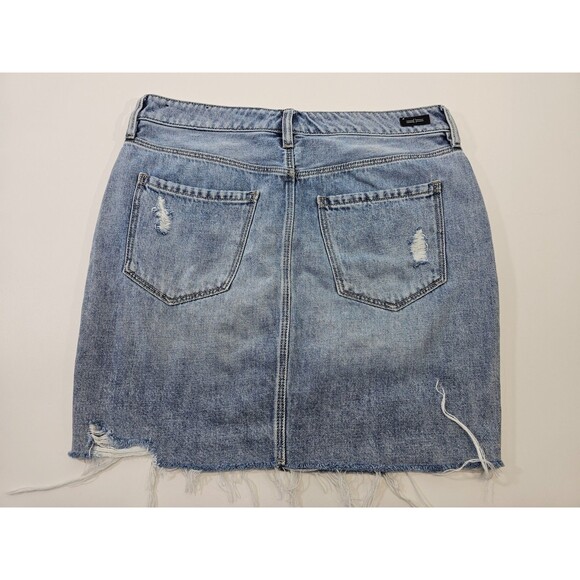 ALK Women's 4/27 Liverpool Evanston Distressed Denim Blue Jean Mini Skirt EUC - Picture 7 of 10